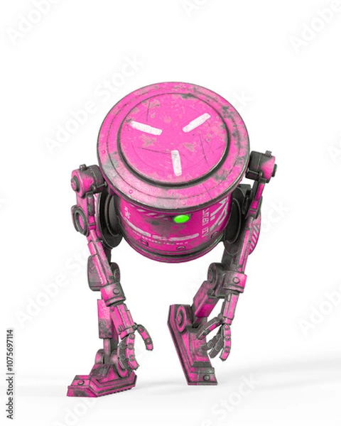 Fototapeta coolest robot is looking down up in white background