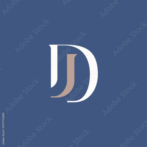 Fototapeta Initial DJ alphabet simple logo vector. Letter JD monogram alphabet logo brand for luxury apparel, fashion, boutique, business and company