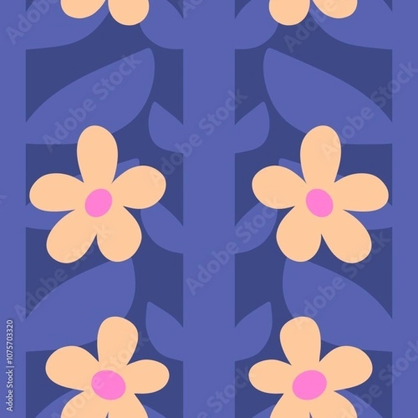 Fototapeta Abstract floral seamless retro flower pattern for fabrics and linens