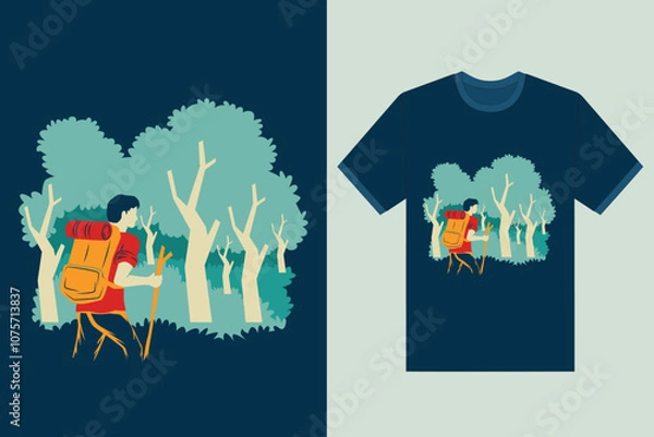 Fototapeta Mountain tours and travels t shirt design. Vector illustration for explore concept.