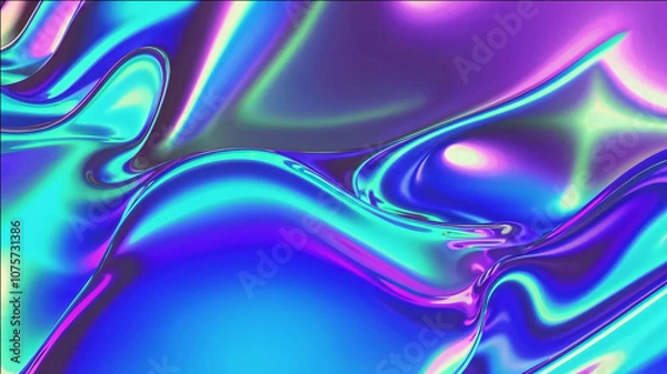 Fototapeta Abstract gradient artwork with smooth, flowing waves of vibrant colors, including purple, blue, orange, and yellow. The image evokes a sense of fluidity and modern design, ideal for creative projects.