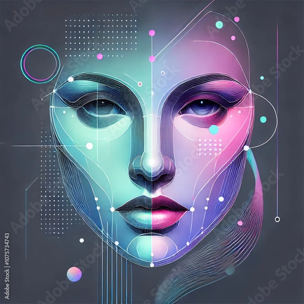 Fototapeta Digital Portrait with Futuristic Elements”