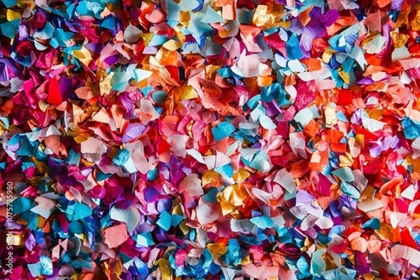 Fototapeta Colorful confetti creating festive atmosphere for celebration