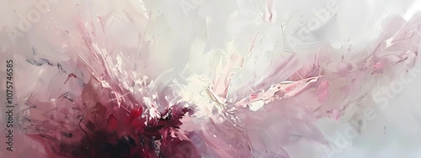 Fototapeta Abstract artwork featuring soft pinks and whites, merging delicately to create a dreamlike atmosphere.