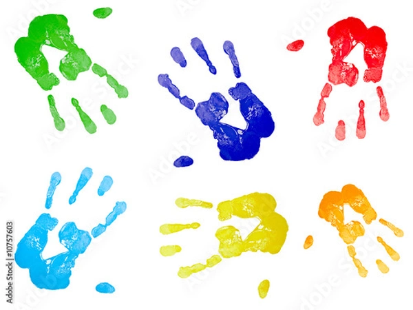 Fototapeta multicolored hand prints