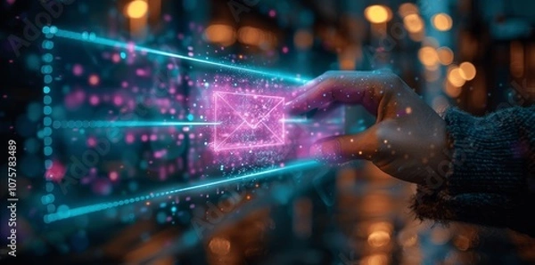 Fototapeta Interactive Digital Email Marketing Notification on High Resolution Screen