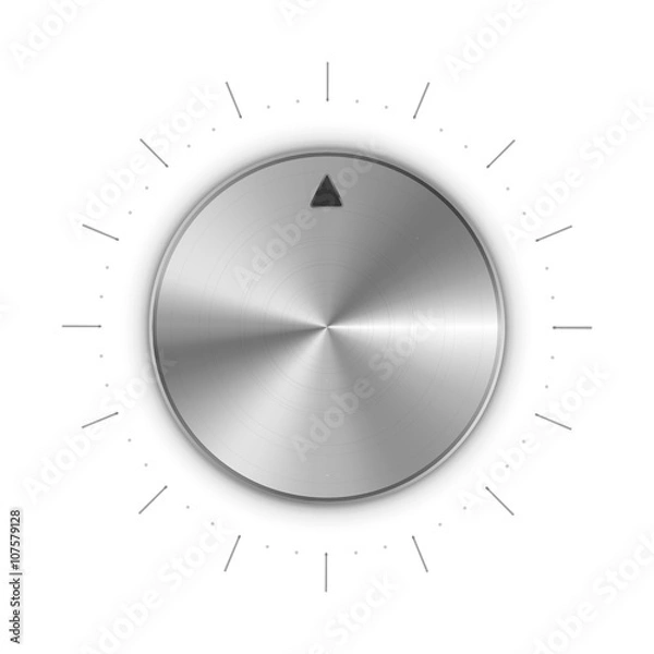 Obraz Metal round knob with mark and scale divisions on white