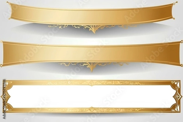 Obraz "classic gold banner with ornate frame and space for text"