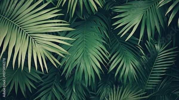 Fototapeta Striped of palm leaf  Abstract green texture background  Vintage tone 