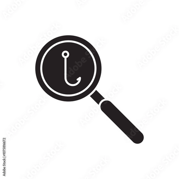 Fototapeta Phishing attack vector icon, Cyber attack trendy style black illustration for web and app..eps