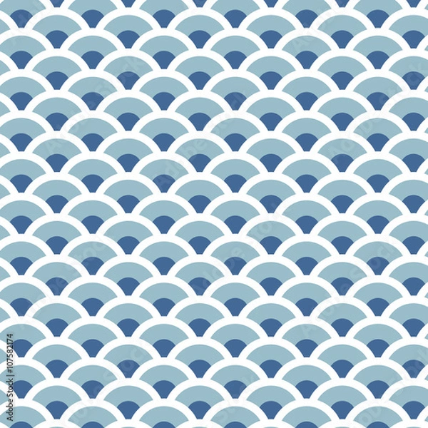 Fototapeta Digital Paper for Scrapbook Blue River Wave Pattern seamless