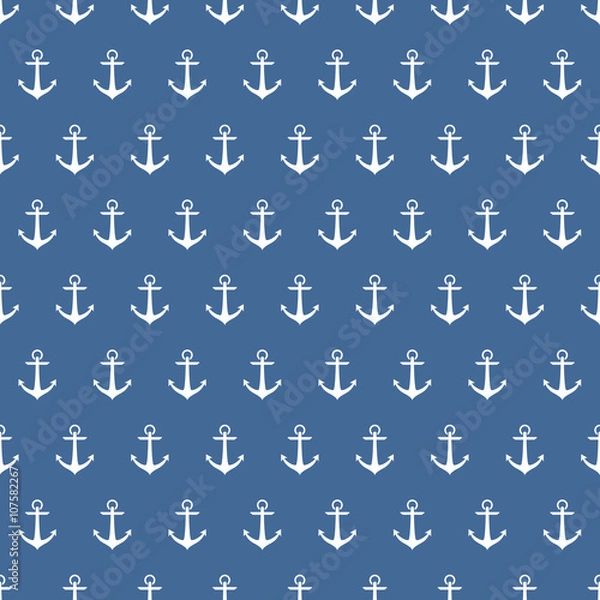 Obraz Digital Paper for Scrapbook Dark Blue River Boat Anchor seamless