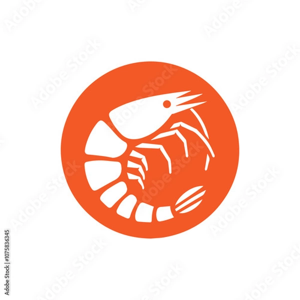 Fototapeta Minimalist Shrimp silhouette Black and white shrimp vector icon