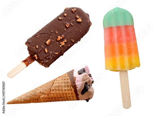 Obraz Ice cream and popsicles isolated on white background