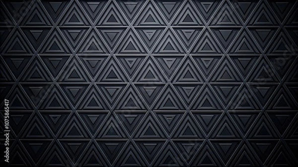 Fototapeta Dark and mysterious black wallpaper featuring a subtle geometric pattern of interlocking triangles, architectural details, abstract designs, dark colors