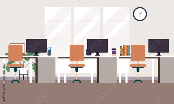 Obraz Office workplace scene icons vector illustration design
