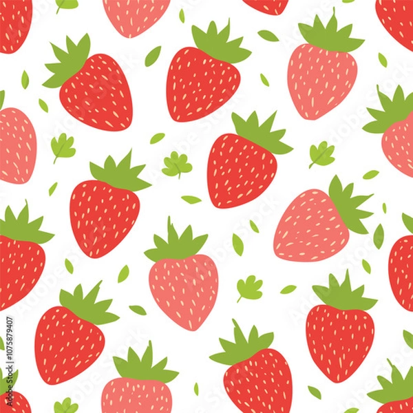 Fototapeta Fresh strawberry fruit seamless pattern