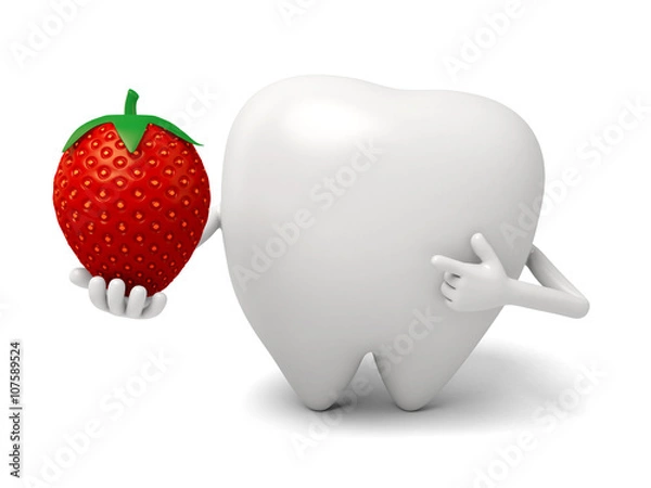 Obraz The tooth and a strawberry