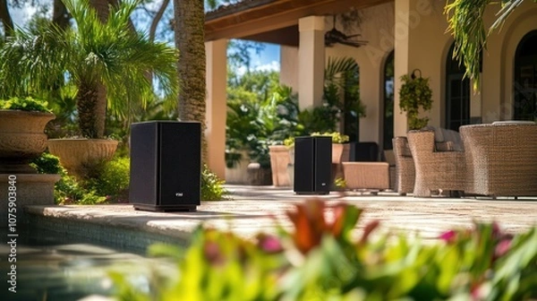 Obraz Outdoor Speakers by the Pool