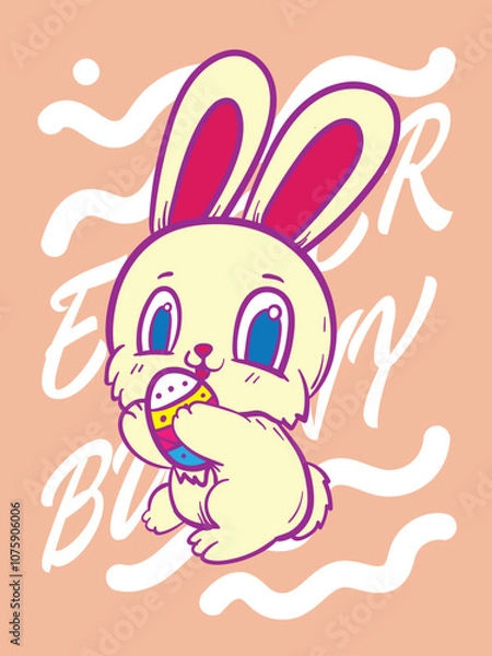 Fototapeta easter bunny pop art easter background vector design
