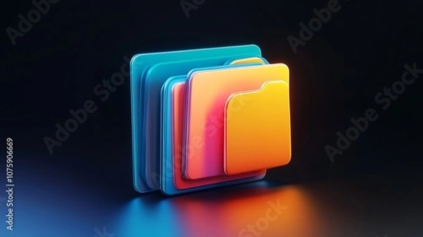 Fototapeta A vibrant collection of stylized folder icons representing digital organization and file management.
