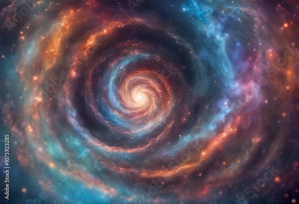 Fototapeta nebula dark light deep sky vortex spiral fantasy galaxy fractal colours texture circle twirl purple hole abstract black astronomy universe cosmos ai motion digital pattern design night generative ener