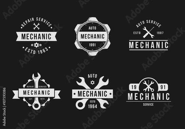 Obraz Black and white mechanic set