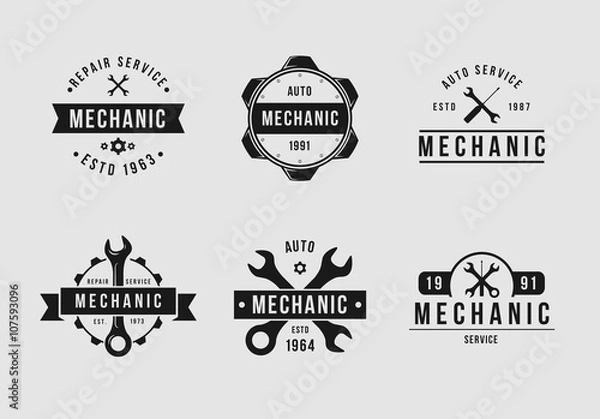 Obraz Biało-czarny zestaw mechanika