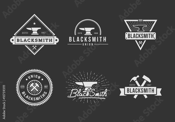Obraz Black White blacksmith logo set
