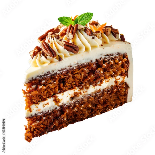 Fototapeta A Slice of Carrot Cake with Transparent Background