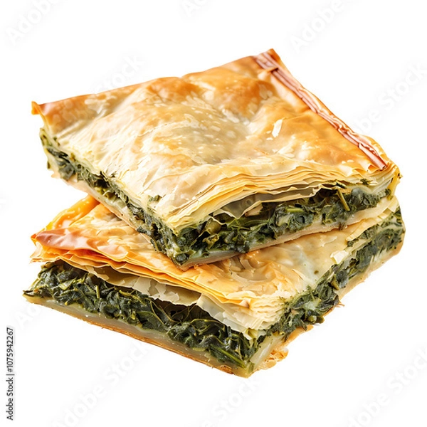 Fototapeta Spinach and Cheese Spanakopita with Transparent Background