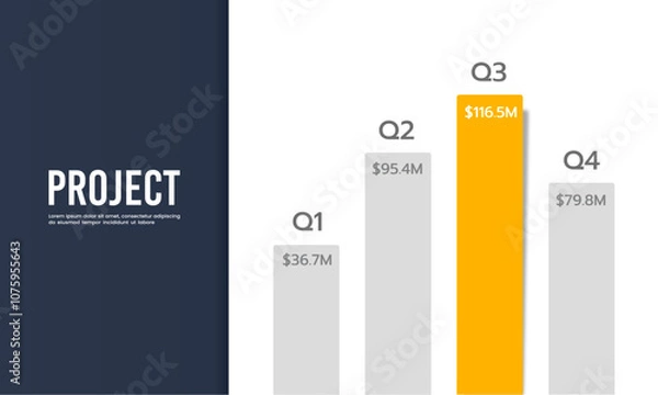 Fototapeta Presentation of the 4th quarter annual business growth project. Infographic bar chart design template. Vector illustration.