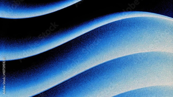 Fototapeta Abstract blue wavy gradient background with grain and noise texture for header poster banner backdrop design. Wavy abstract background of gradient of colors soft blue, black and white, 3D waves