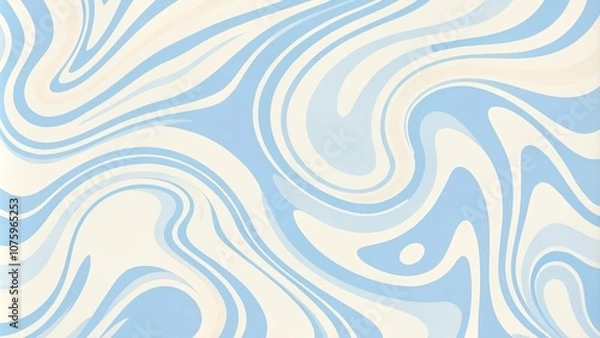 Fototapeta Abstract horizontal background with colorful waves. Horizontal background with blue waves in style retro 60s, 70s. Trendy minimal wavy design in pastel colors. Colorful marble for the cover, backdrop