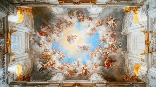 Fototapeta Ceiling Fresco in a Grand Palace