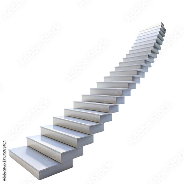 Fototapeta White stairs isolated on a white background 3d render