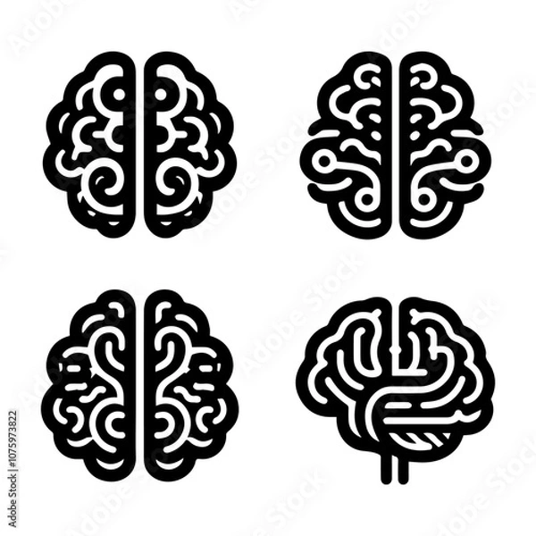 Obraz Brain icon set illustration