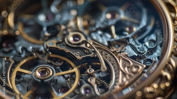 Fototapeta Intricate Clockwork: A Close-up of a Mechanical Watch