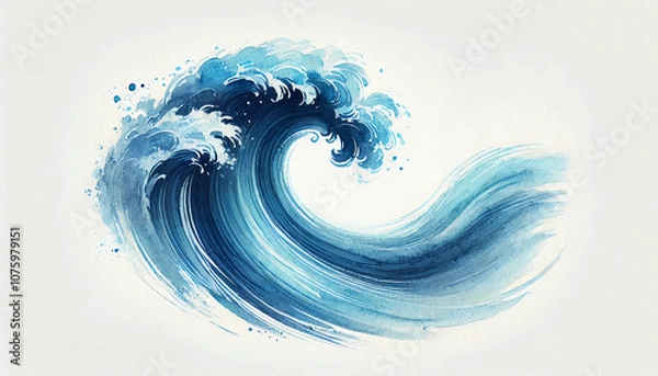 Obraz Dynamic blue watecolor wave design wallpaper background