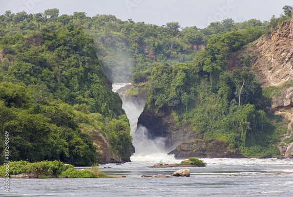 Fototapeta A view at the Murchison Falls and Victoria river from a small boat