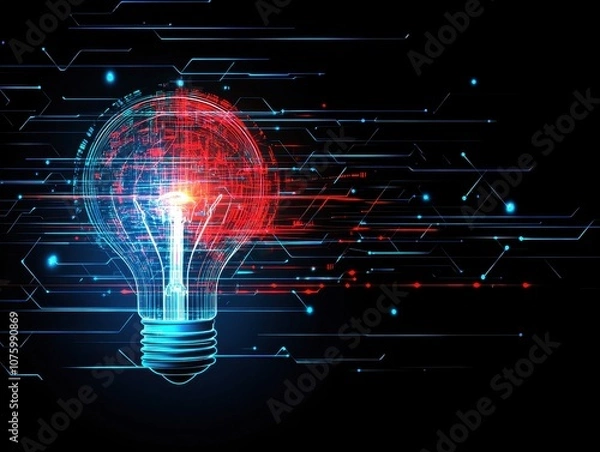 Fototapeta Digital Lightbulb Innovation.