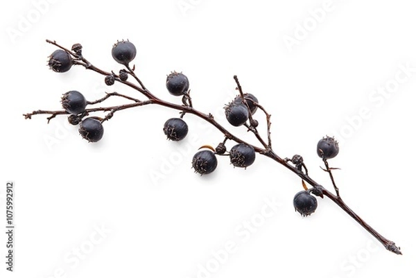 Fototapeta Blackthorn isolated on a white background, close up