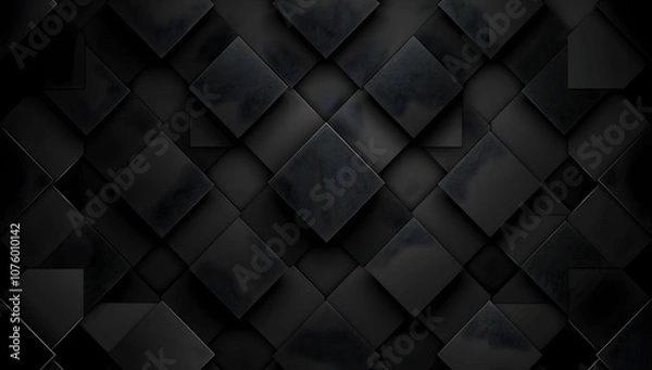 Fototapeta Black abstract background with cubes and blocks. Black abstract wallpaper