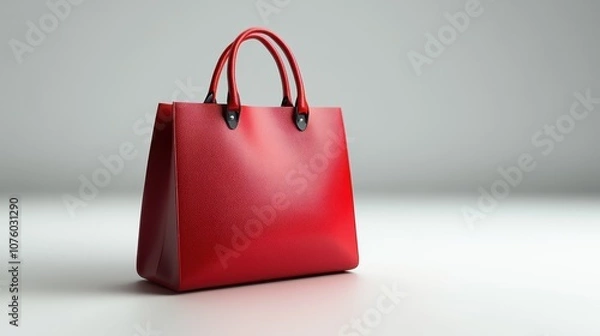 Fototapeta Stylish Red Handbag Isolated on White	