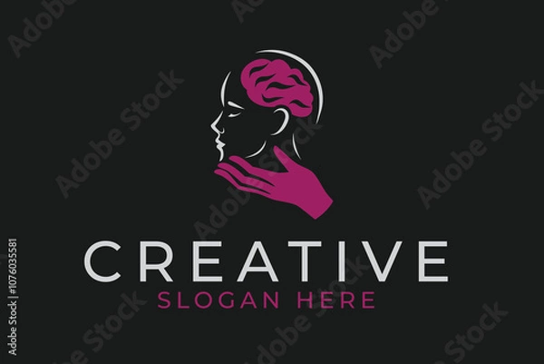 Fototapeta Human Brain Pattern Fingerprint Detective Intelligence Logo