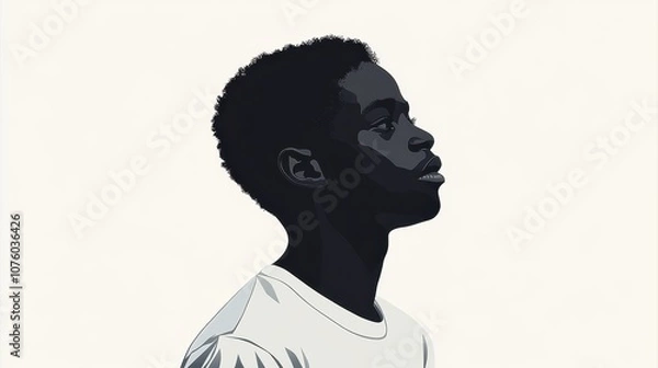 Fototapeta Profile of Boy in Minimalist Style	