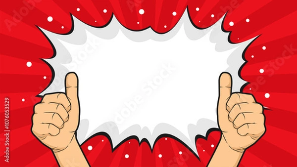 Obraz Pop art background with male hand showing thumb up like vector illustrations