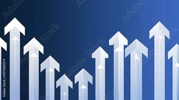 Obraz Abstract upward arrows on a blue gradient background