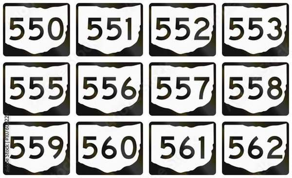 Fototapeta Collection of Ohio Route shields used in the United States