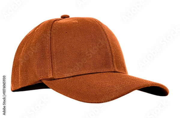 Obraz Brown baseball cap isolated on transparent background, ideal for fashion, branding, and design mockups.	